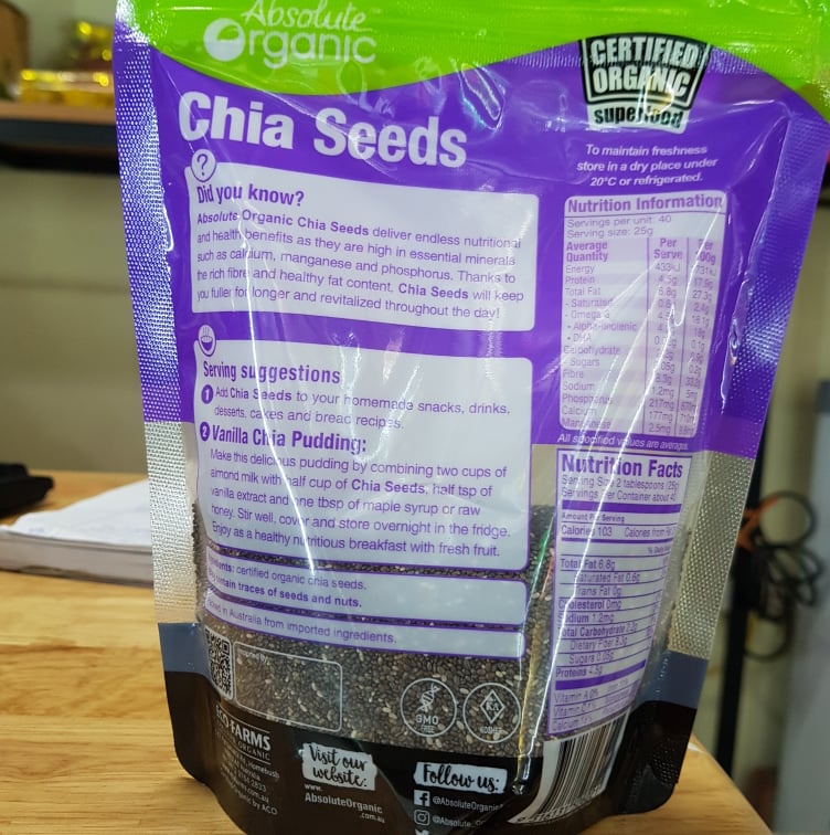 Hạt Chia Tím Chia Seeds gói 250g (Nhập Khẩu Úc)