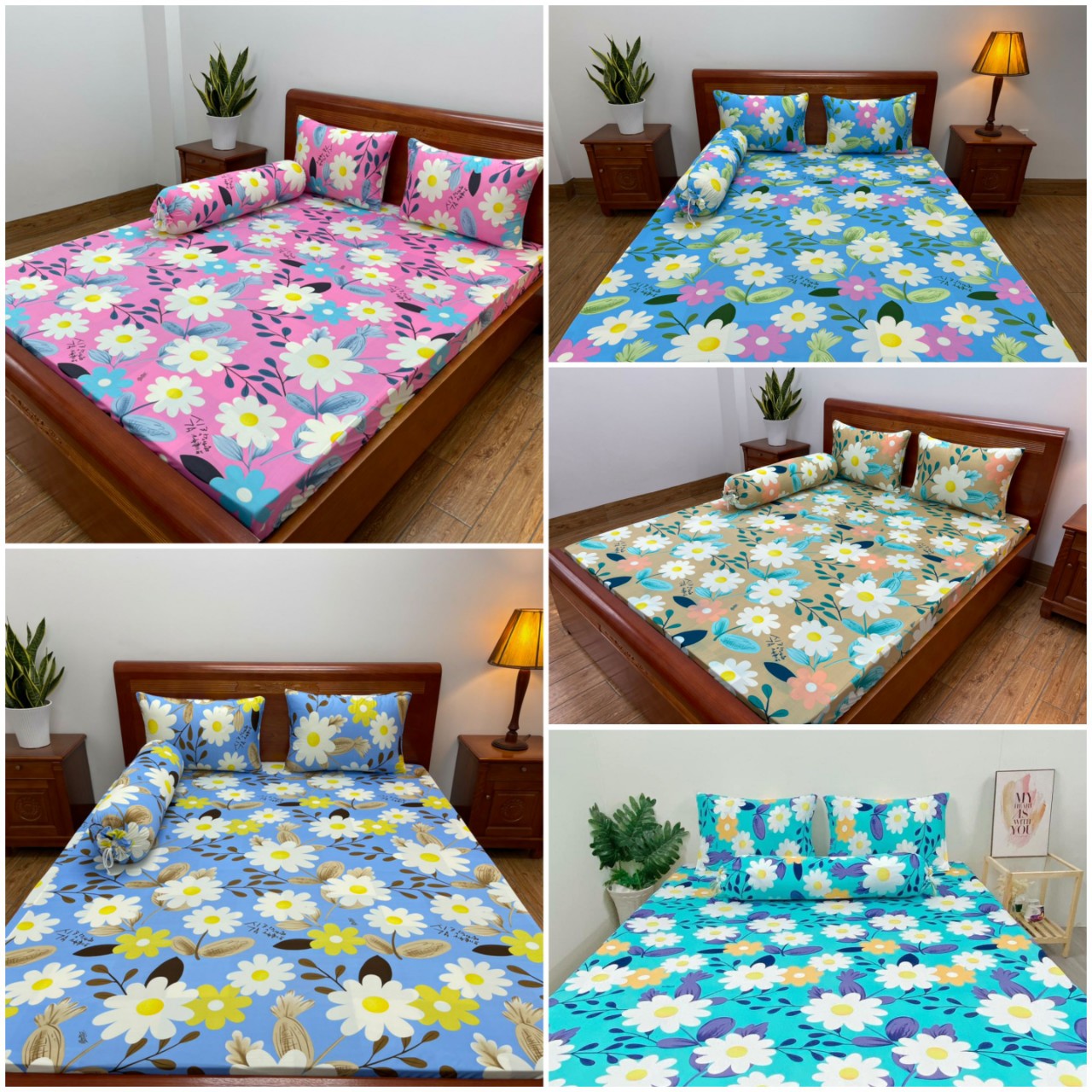 Bộ ga thun lạnh Hàn Quốc 1.6*2m/1.8*2m nệm 5-25cm