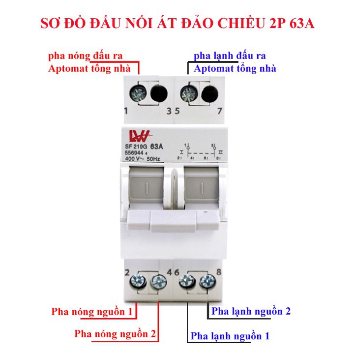 Cầu dao đảo chiều 2P 63A LWR- CB đảo chiều - át đảo chiều-APTOMAT ĐẢO CHIỀU