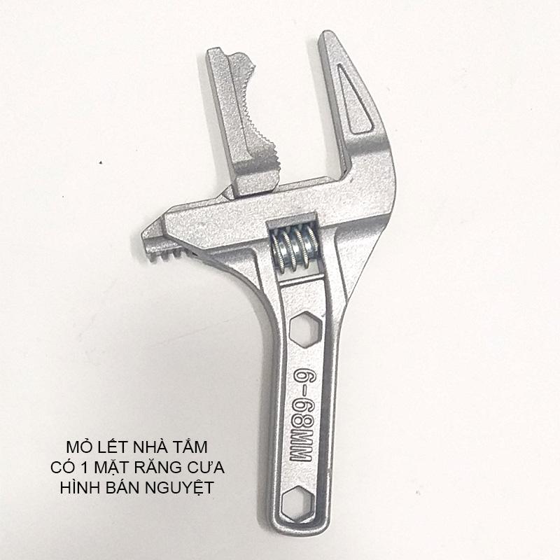 Mỏ lết nhà tắm độ mở lớn từ 6-68mm, 1 mặt có răng cưa hình bán nguyệt 6-68RCBN