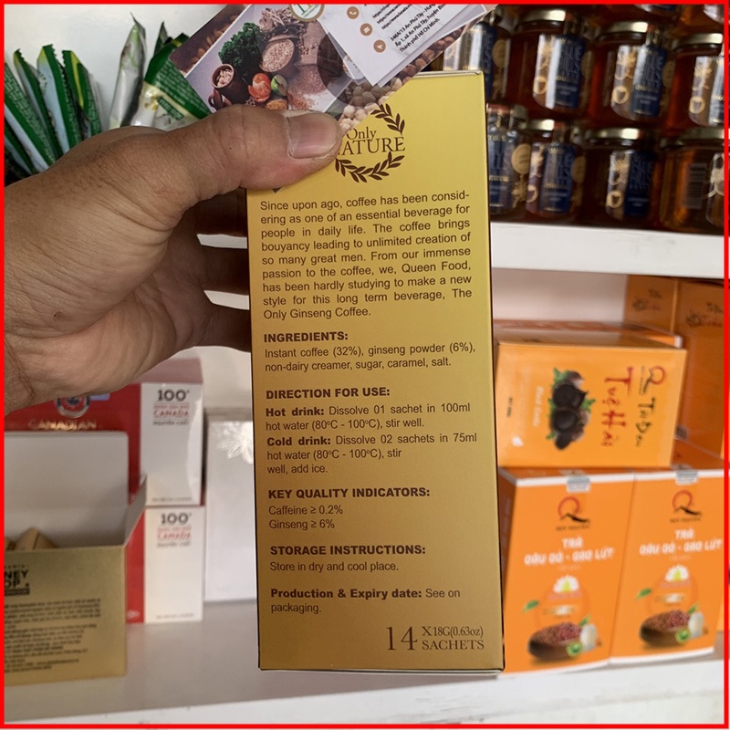 Cà Phê Nhân Sâm Hòa Tan Only Nature Hộp 252gr (14 gói / hộp) - NMOL