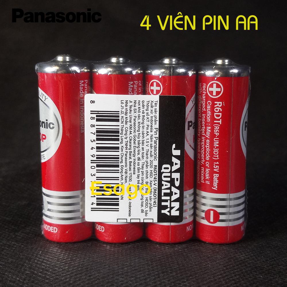 Combo 4 Viên Pin tiểu đỏ AA 1.5V Panasonic công suất lớn