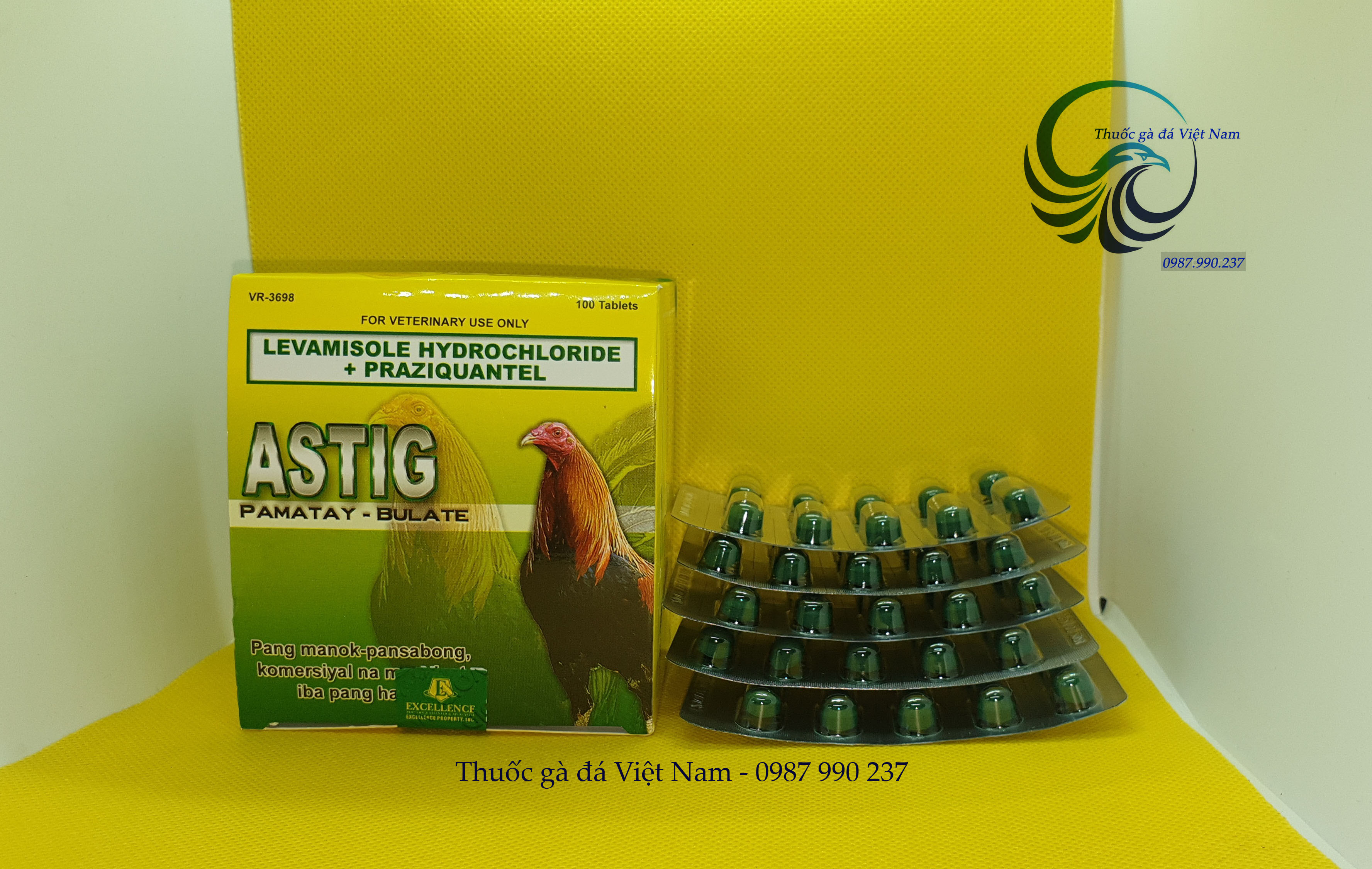 Combo 5 vỉ Thuốc sổ giun, sán cho gà đá ASTIG