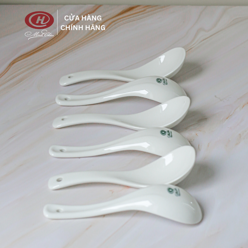 Thìa Sứ Minh Châu - Trắng Trơn