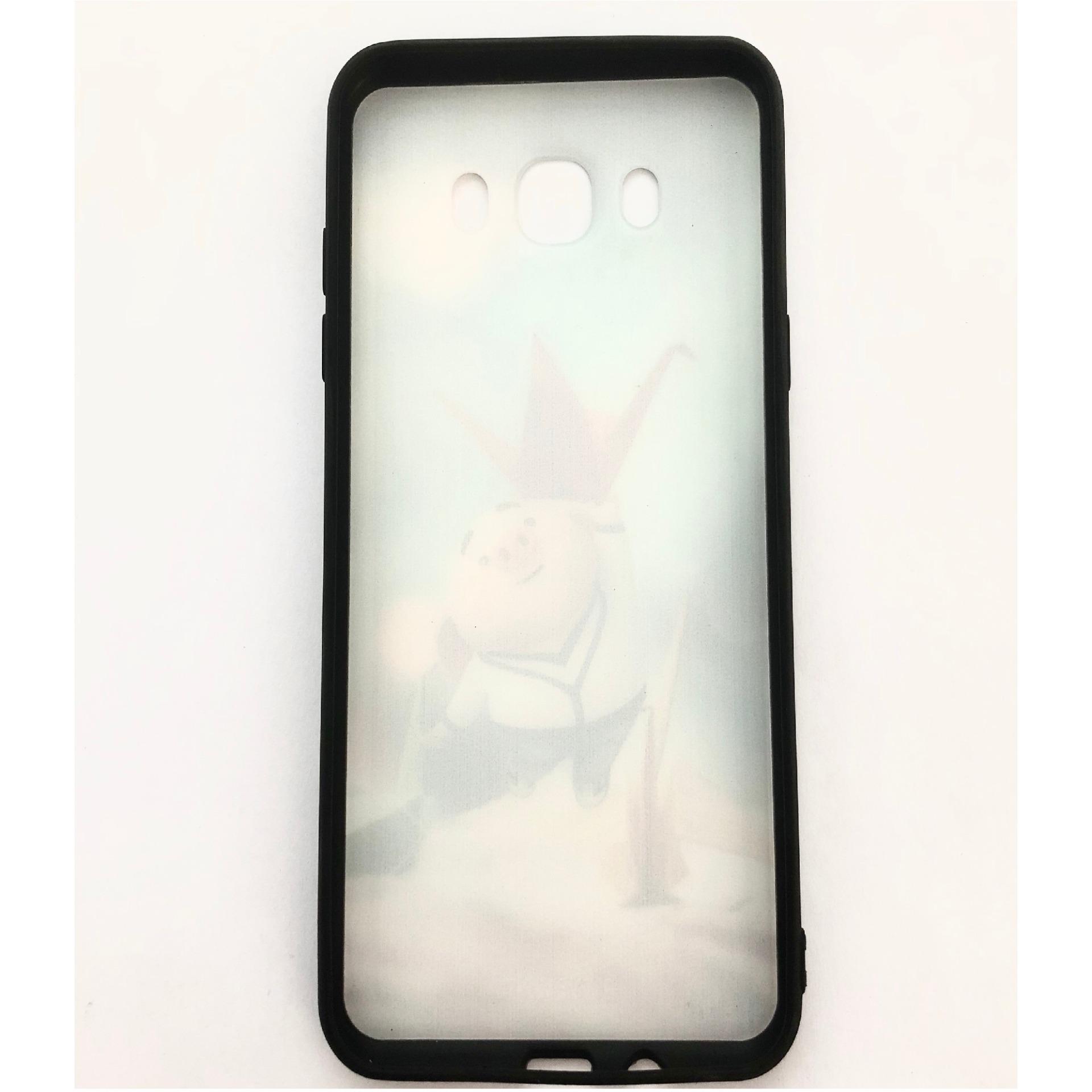 Ốp cứng viền dẻo Samsung J7 2016 (J710) (Thân trắng -  viền đen - in hình siêu cute)