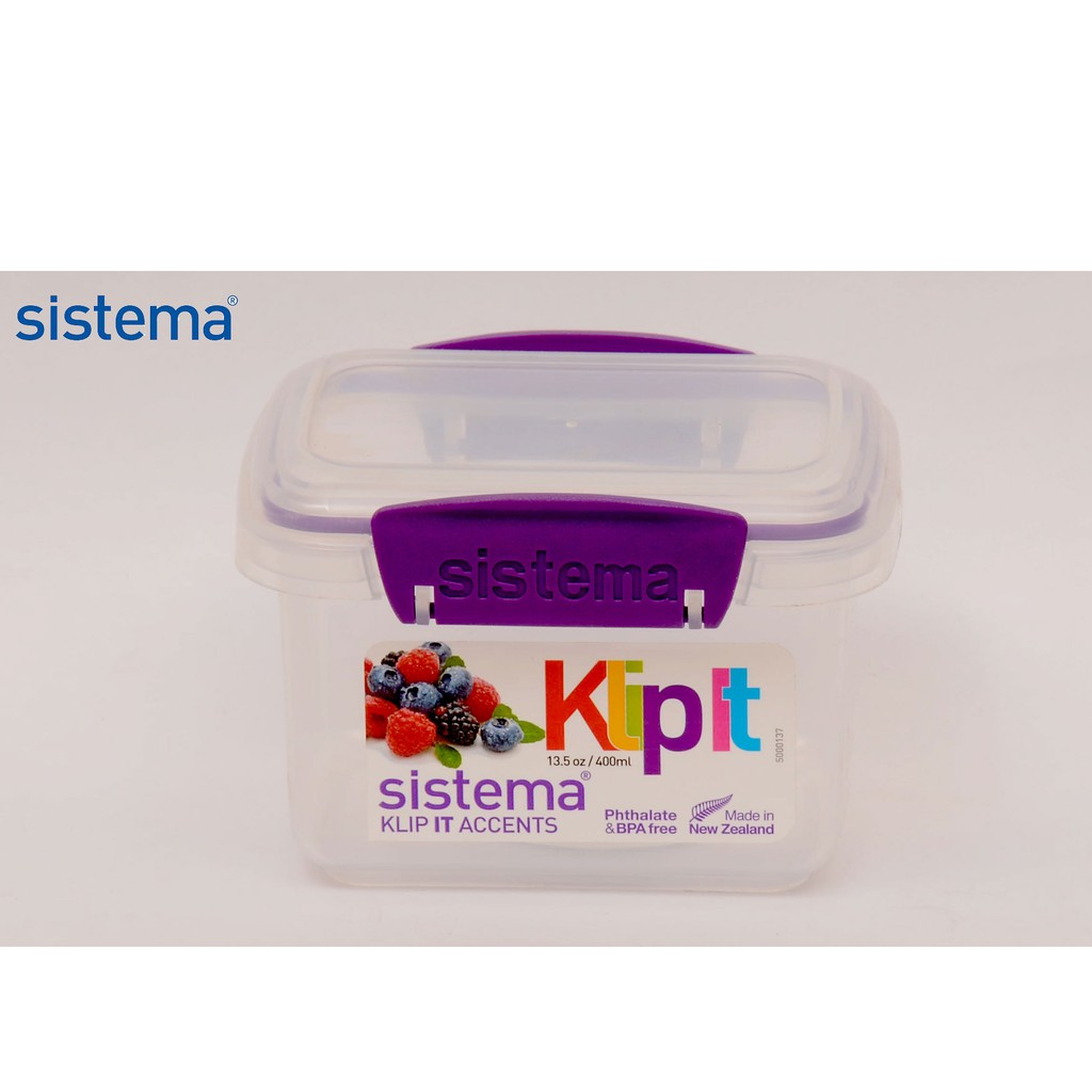 Hộp đựng thực phẩm Sistema 400ml không chứa BPA, dùng lò vi sóng, máy rửa bát, sản xuất tại New Zealand - 61540