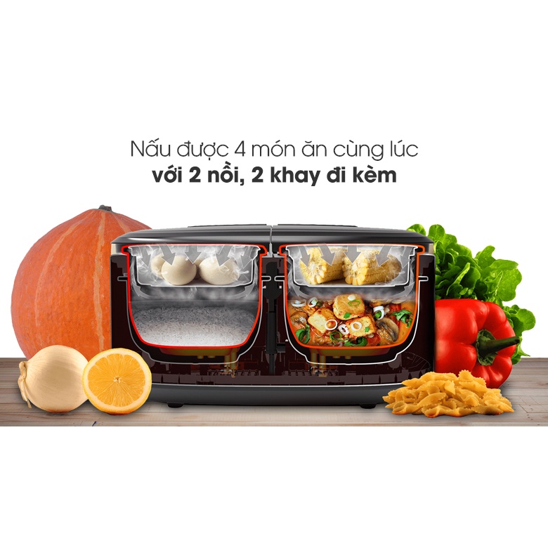 Nồi cơm 2 ngăn đa năng Sharp 1.8 lít KN-TC50VN-SL Bạc