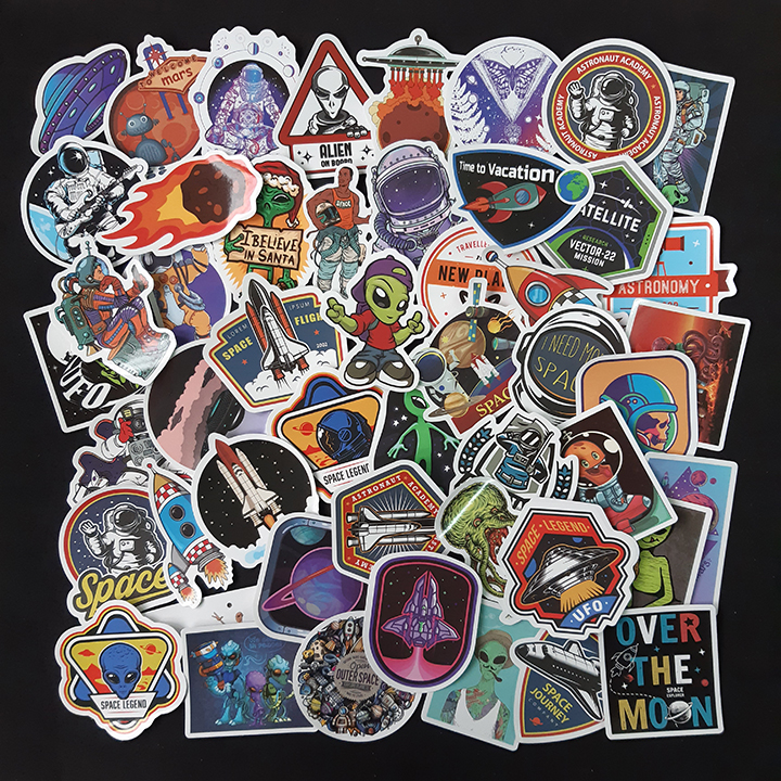 Bộ Sticker dán cao cấp chủ đề DU HÀNH VŨ TRỤ - Dùng dán Xe, dán mũ bảo hiểm, dán Laptop...