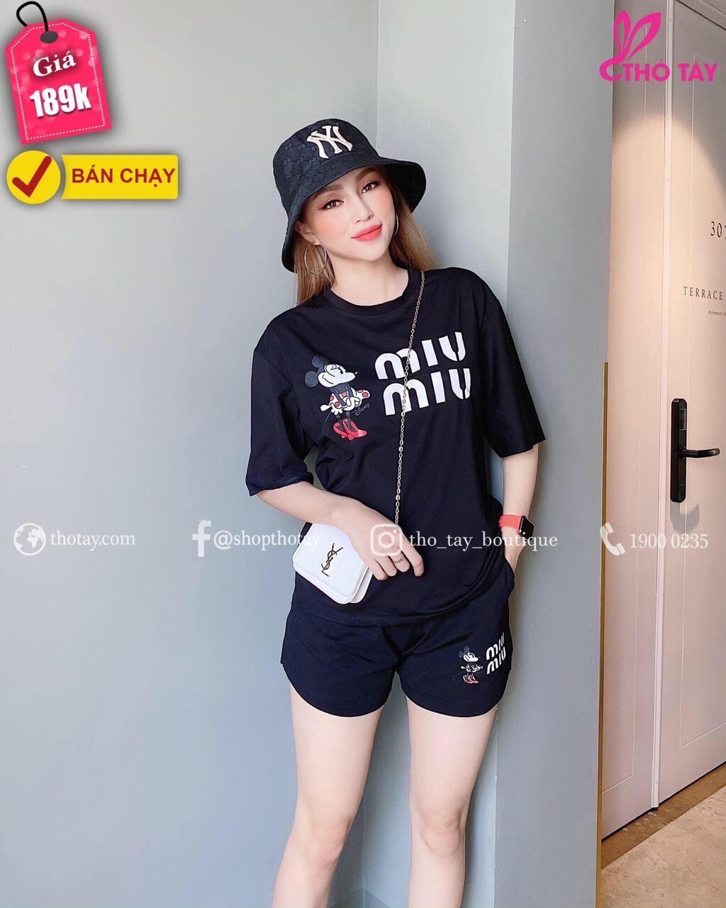 Bộ Đồ Đùi Hot Trend Miu Miu In Hình Chuột Chít Dễ Thương TTSLA0262