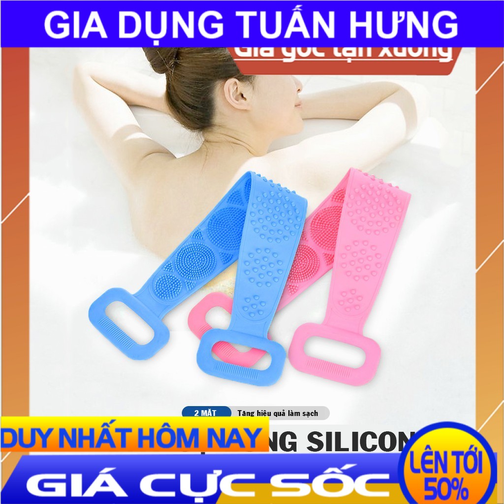 [ SALE UP TO 50 % ] Dây chà kỳ cọ masssage gãi ngứa làm sạch da chết ở lưng đa năng hai mặt silicon cao cấp, Dây tắm chà lưng 2 mặt silicon cao cấp - Dây bông tắm tạo bọt tẩy tế bào chết, matxa thư giãn lưu thông máu - Dùng được cho nam nữ