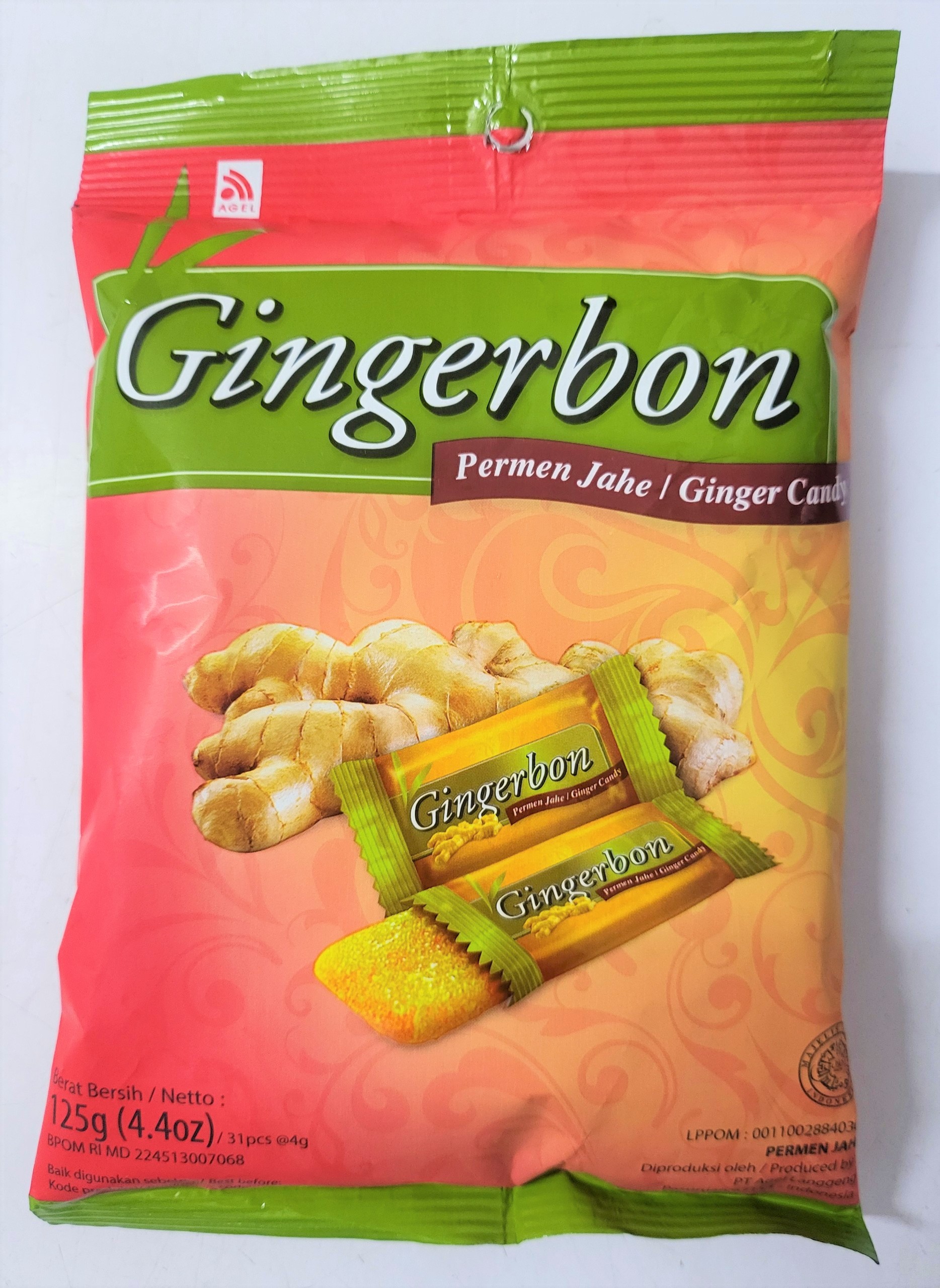 gói ĐỎ 125g KẸO GỪNG mềm GINGERBON Ginger Candy halal