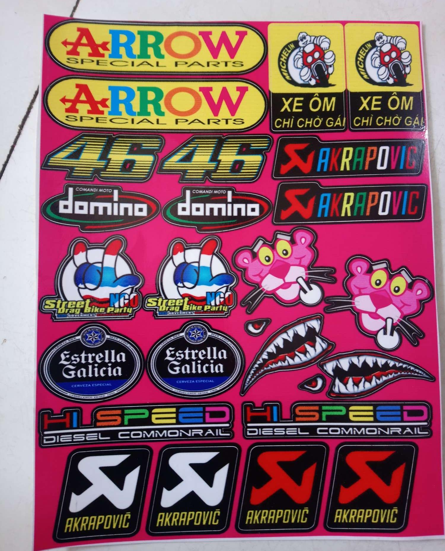Tem tấm logo dán xe máy trọn bộ 18x25cm