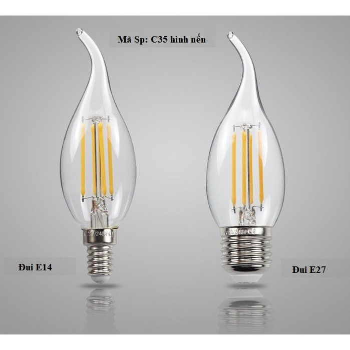 Bóng Edison quả nhót / led râu (bóng nến) 4w đuôi E14