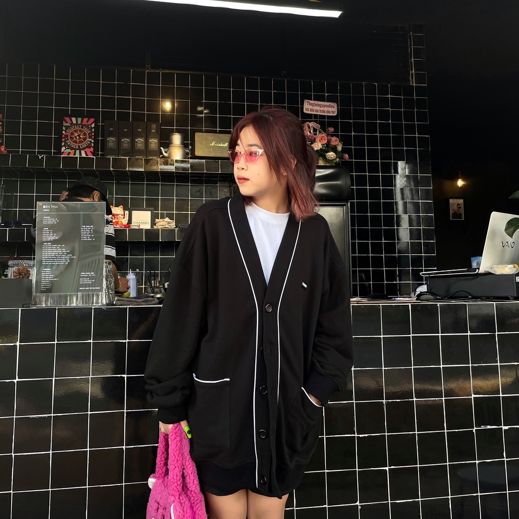 Áo nỉ cài nút Cardigan Jacket D'BAKU BASIC LOGO (Tặng kèm túi Tote)