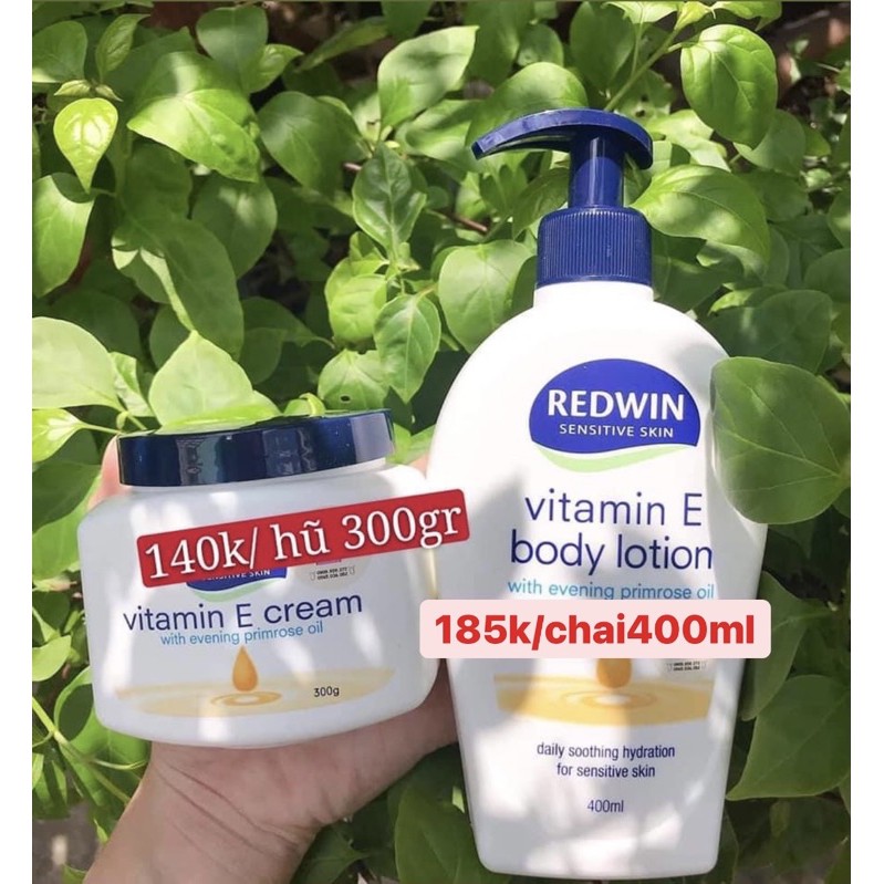 Kem dưỡng da body Vitamin E cream Redwin 300gr