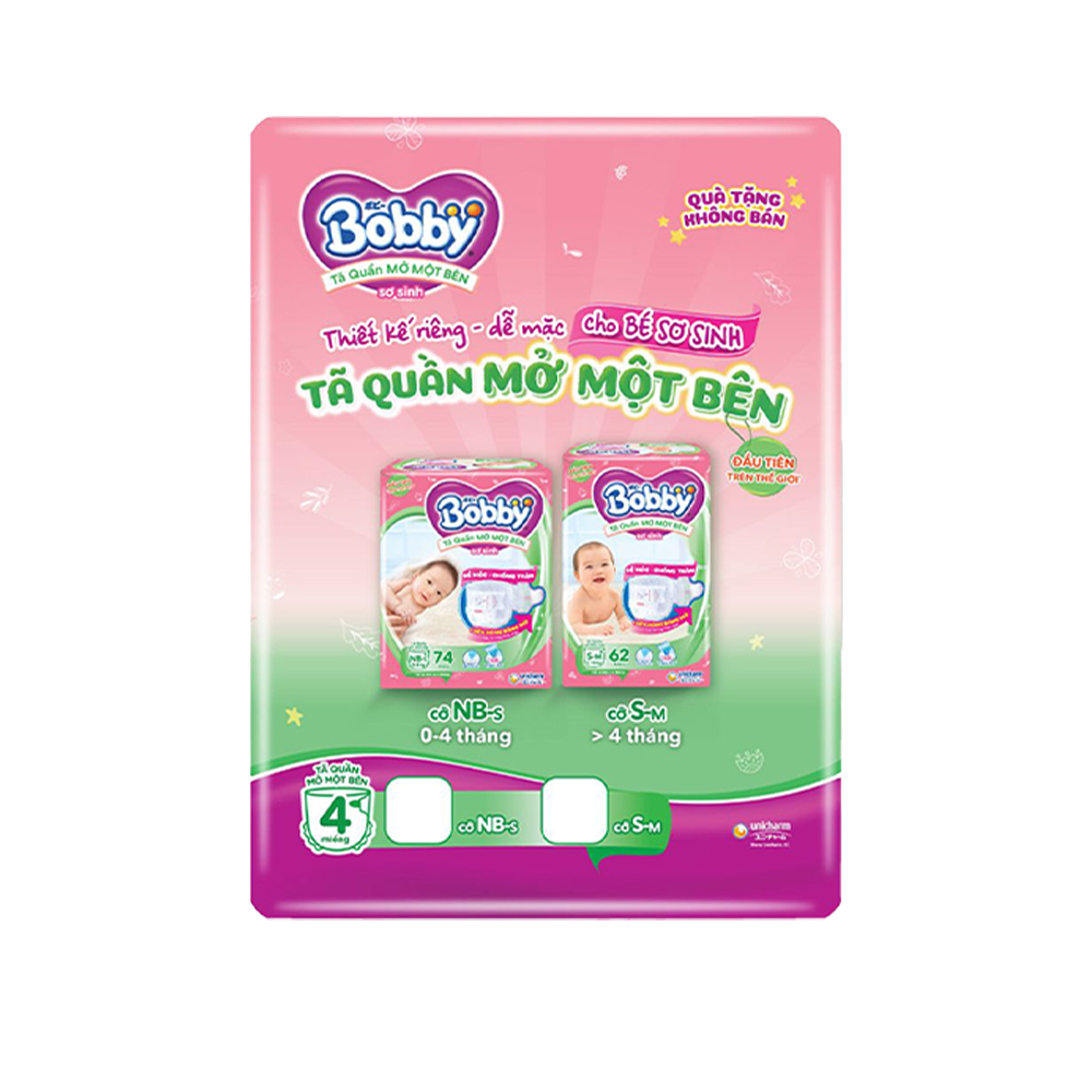 [Try&Buy] - Tã/bỉm quần Mở Một Bên Bobby size S-M 4 miếng