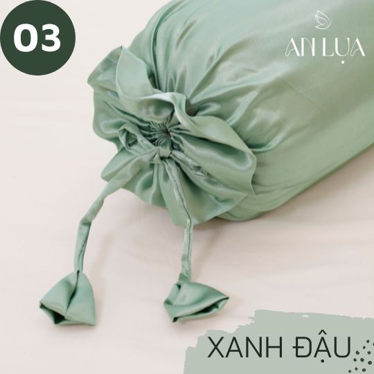 Bộ chăn drap 5 món An Lụa vải lụa mịn mát và thân thiện cho da - Xanh đậu