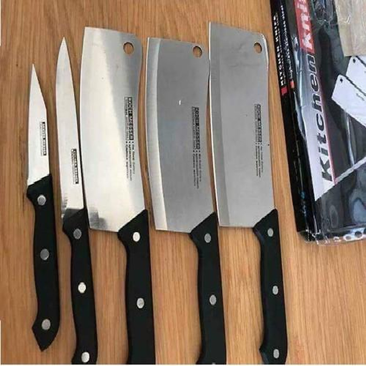 Bộ dao Thái Lan 5 món siêu bén - set 5 dao thép siêu bén cắt thái và chặt thịt cao cấp- bộ dao thái - dao gọt trái cây, thái thịt thái lan cao cấp