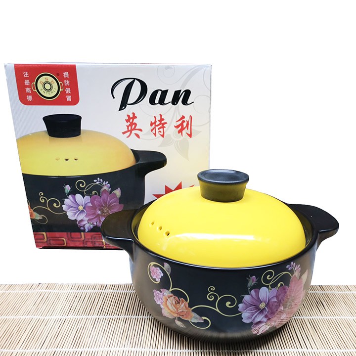 Nồi đất họa tiết hoa 5 lít hầm canh thịt tràng thạch cao cấp