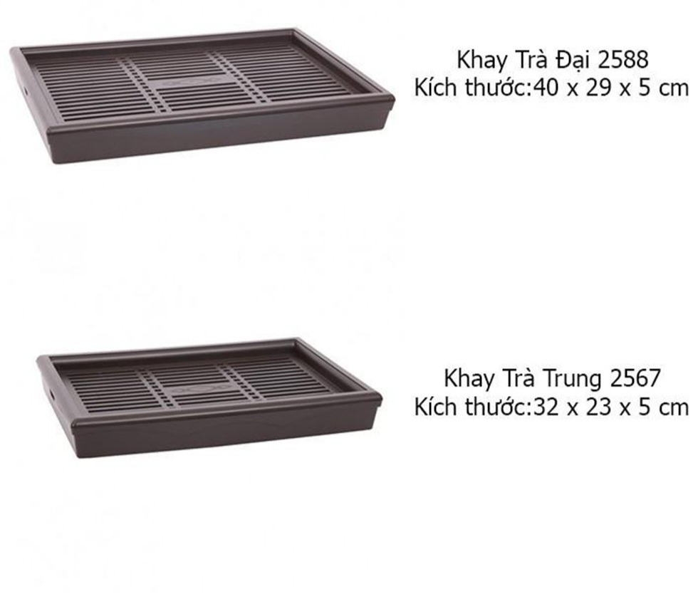 Khay trà đựng ấm chén nhựa giả gỗ cao cấp