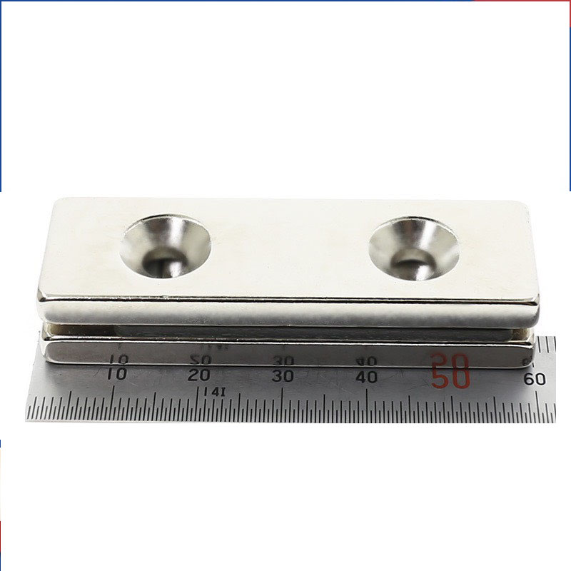 NAM CHÂM CHỮ NHẬT 60X20X5 VÁT 2 LỖ