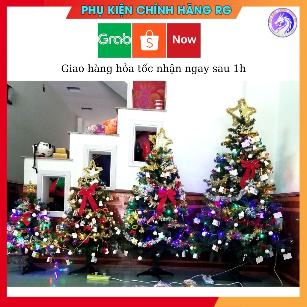 ZUOGUAN cây thông noel các loại màu Bộ cây thông Noel có đèn trang trí cây thông Noel, gói cây thông Noel, chiều dài 1,5 mét 1,8 / 2,1 mét