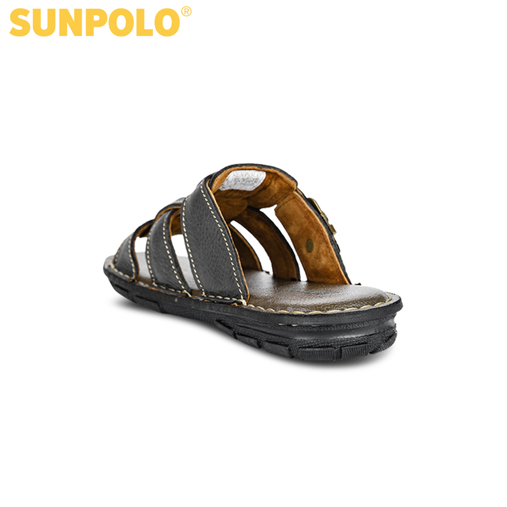Men Leather SUNPOLO Sandals AQN001 (black)