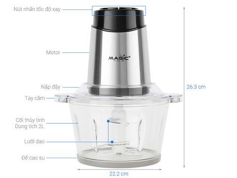 Máy xay thịt đa năng Magic Eco AC-15 (dung tích 2L) - Hàng Chính Hãng