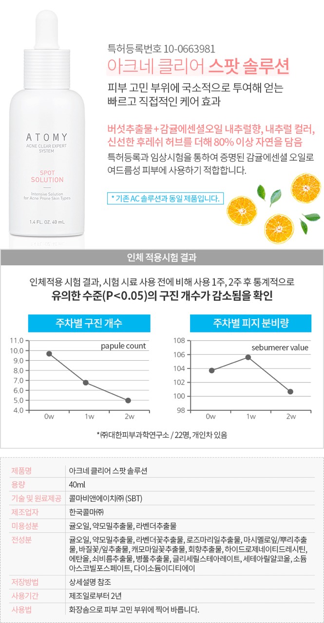 Serum chăm sóc da mụn Atomy Acne Clear Spot Solution