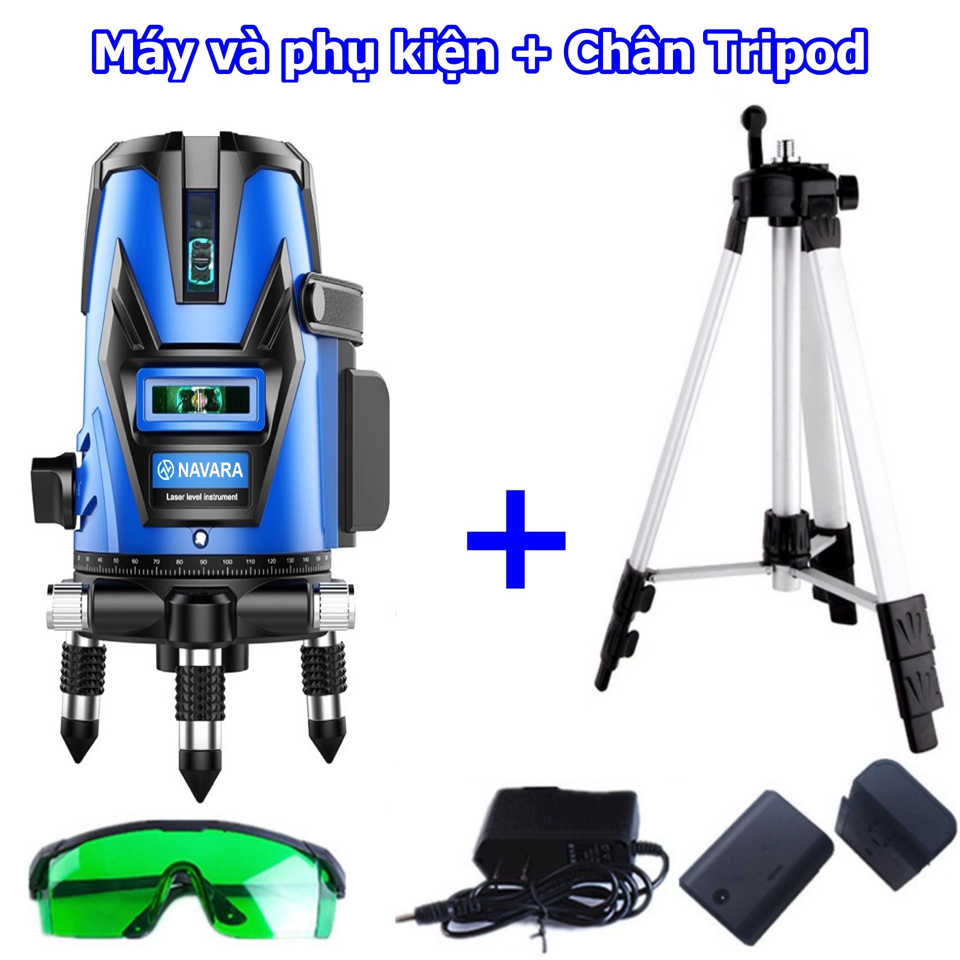 Máy cân mực laser navara 5 tia xanh - bóng led siêu sáng - sử dụng ngoài trời thoải mái