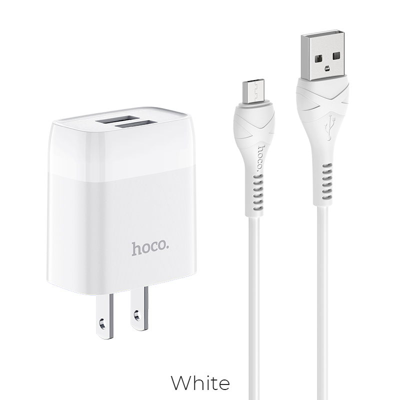 Bộ Sạc Hoco 2 Cổng Usb C73 Chui Micro - Sạc Nhanh Dây Dài 1m