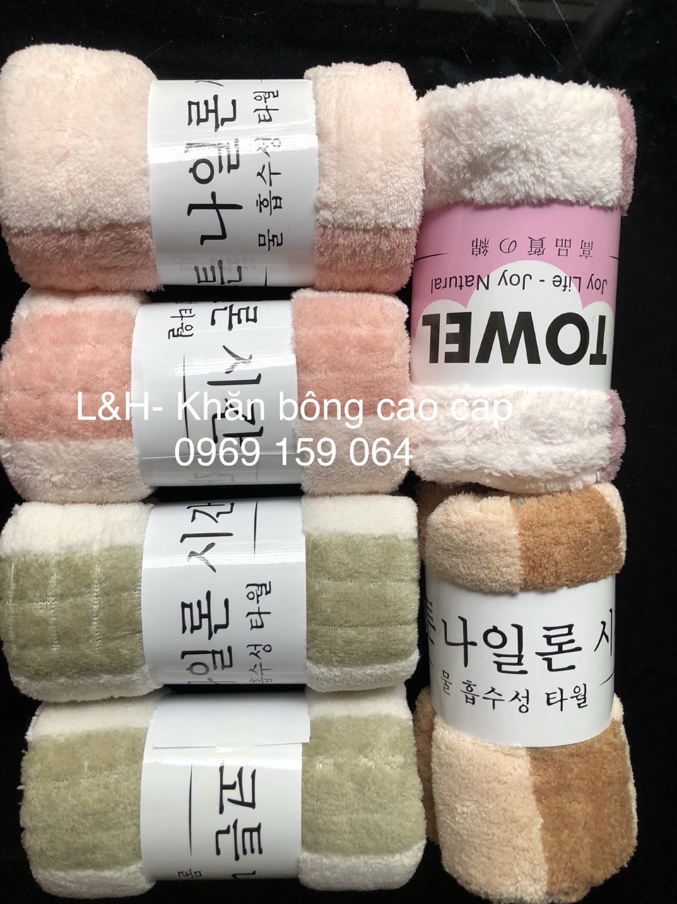 Khăn mặt lông cừu kẻ sọc to, Kt 30x50cm