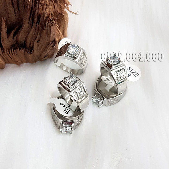 Nhẫn nam mặt đá xoàn trắng NZ1428