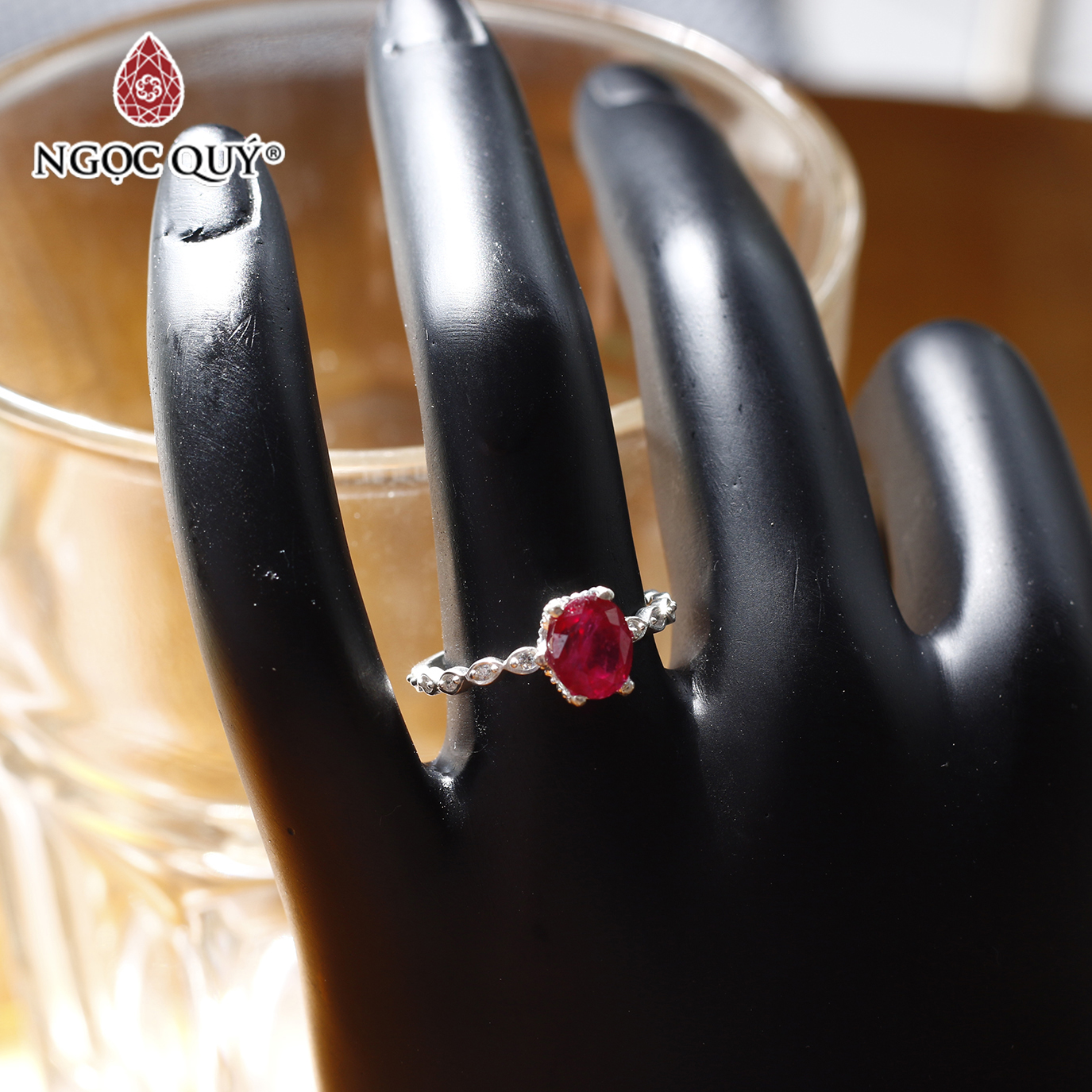 [HCM]Nhẫn bạc nữ đá Ruby mệnh hỏa thổ - Ngọc Qúy Gemstones