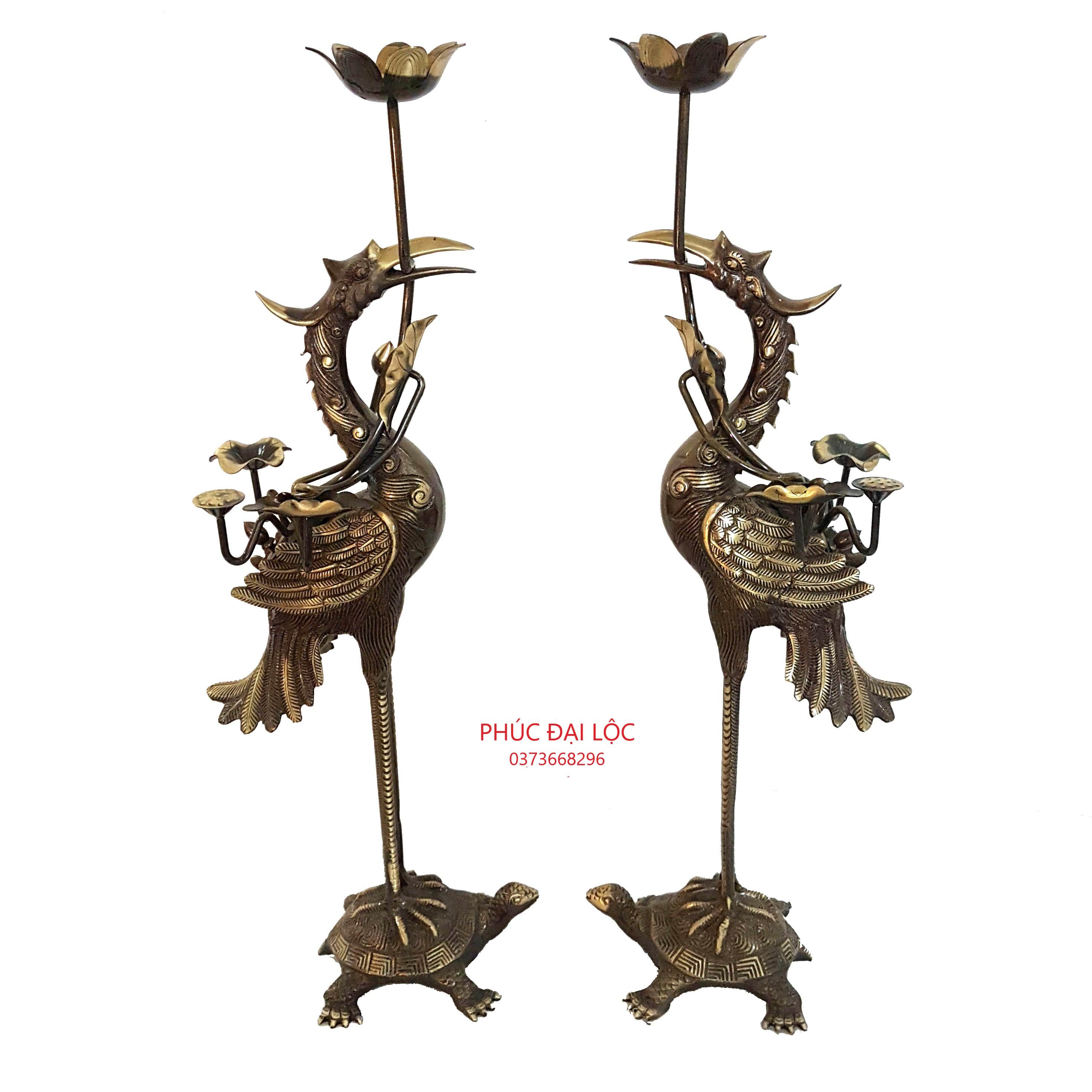 Đôi hạc cánh sen chùm cao 45 cm 2 công nghệ 2 màu