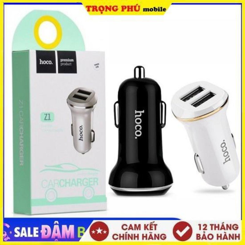 Cốc sạc xe hơi Hoco Z1 2 cổng sạc nhanh 2.1A giá rẻ - BH 12 tháng