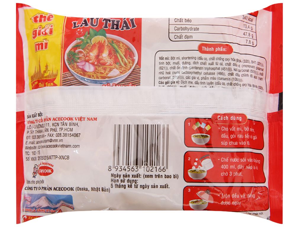 Mì Lẩu Thái tôm gói 80g