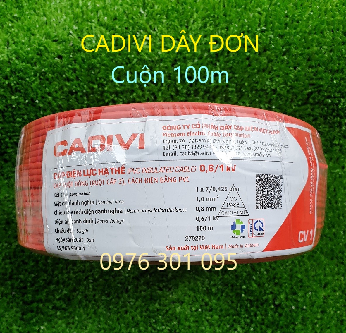 Dây Điện ĐƠN CDV 1.0 / 1.5 / 2.0 / 2.5 (bán lẻ 3 mét)CADIVI