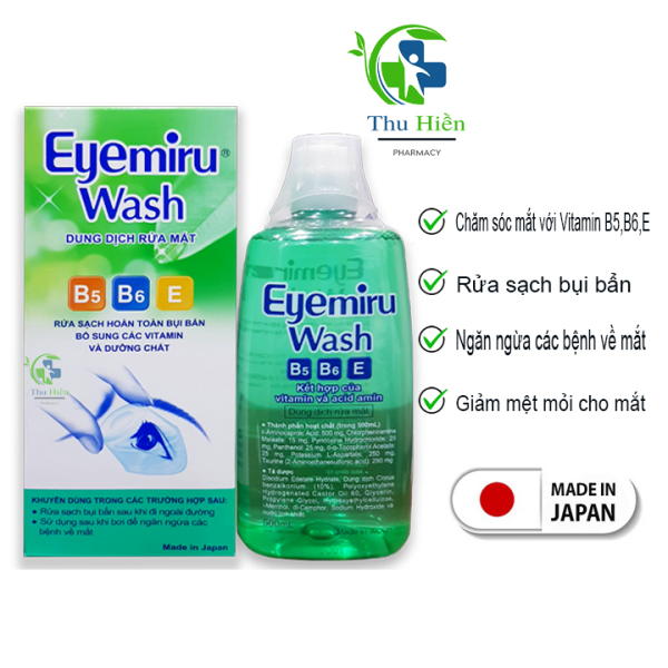 Dung dịch rửa mắt  eyemiru wash 500ml nước rửa mắt nhật bản