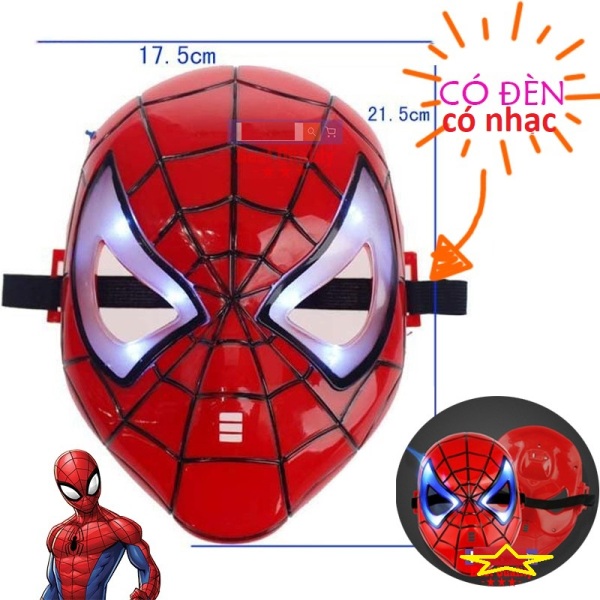 Đồ chơi mặt nạ siêu nhân người nhện biến hình có đèn led cảm ứng nhạc âm thanh sống động thích thú cho bé (Đỏ)