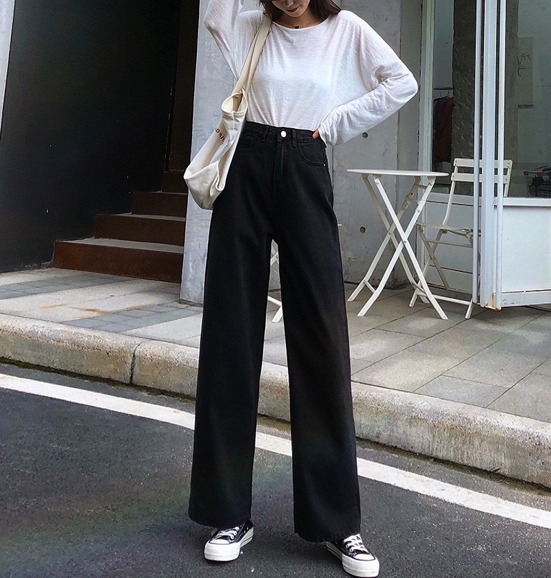 [HCM][BIG SIZE] Quần jean dài ống suông rộng lưng cao phom dài ống to dài rộng