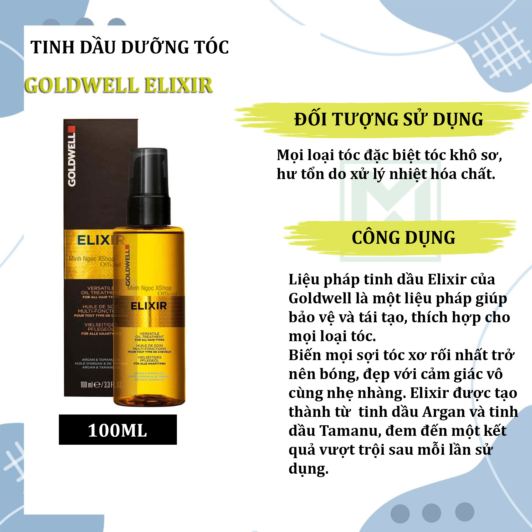 Tinh dầu dưỡng tóc Goldwell Elixir 100ml chính hãng