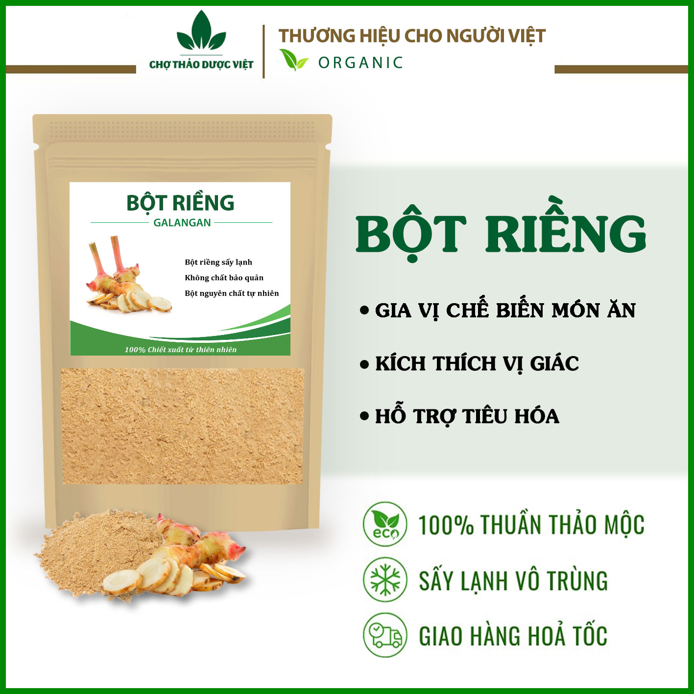 Bột riềng nguyên chất 100g - Chợ Thảo Dược Việt