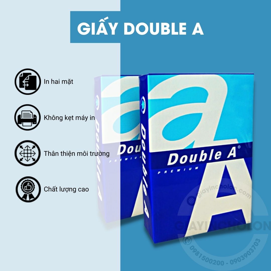 Giấy A4 DOUBLE A định lượng 70gsm - 1 thùng 5 ream
