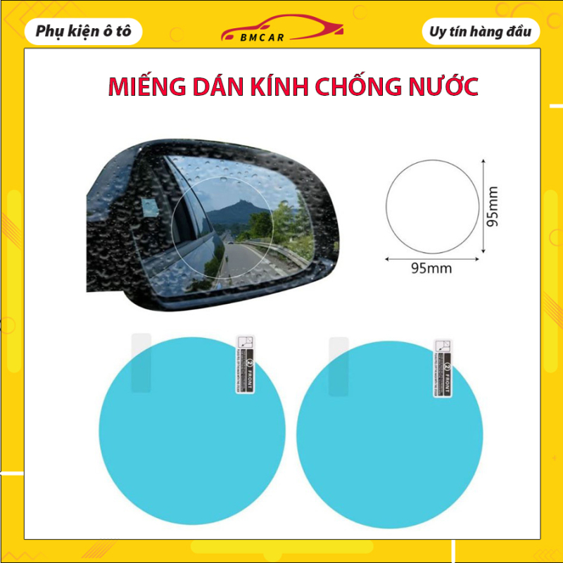 Bộ 2 miếng dán kính CHỐNG NƯỚC hình tròn cho ô tô, xe máy đảm bảo an toàn, sử dụng dễ dàng