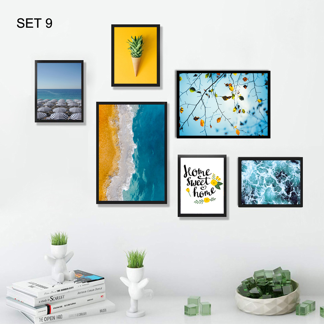 BỘ 6 TRANH TREO TƯỜNG PHONG CẢNH BIỂN ĐÃ CÓ KHUNG (SET9)