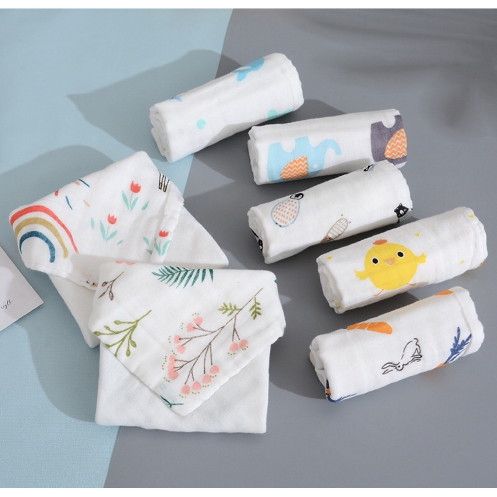 [HCM]Set 5 Khăn sữa 6 lớp kèm túi zip cao cấp