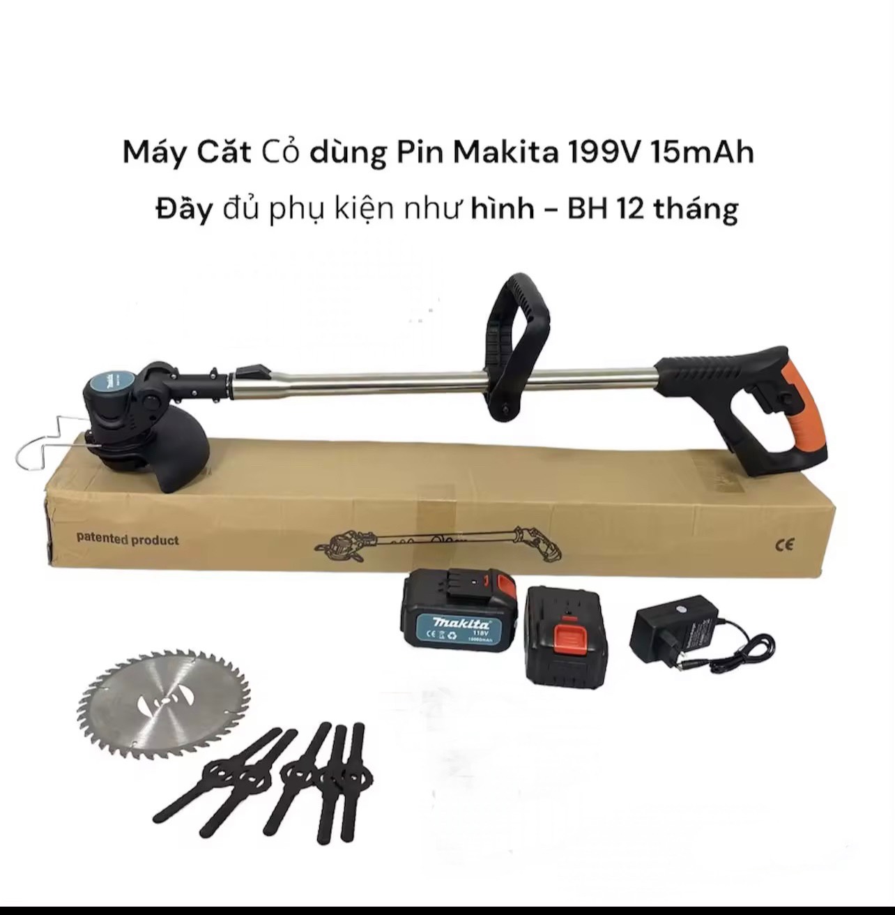 Máy cắt cỏ chạy pin makita trọng lượng chỉ 1.9kg - bh 12 tháng