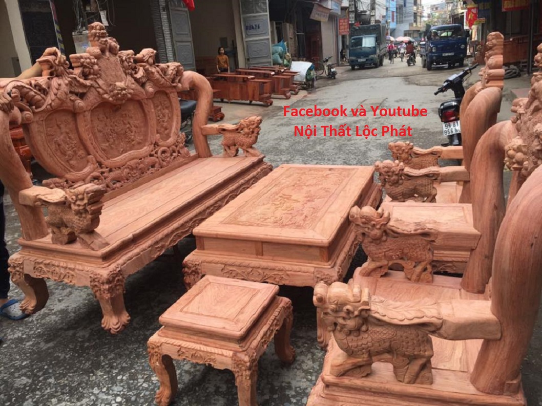 Bộ nghê phượng gỗ hương đá
