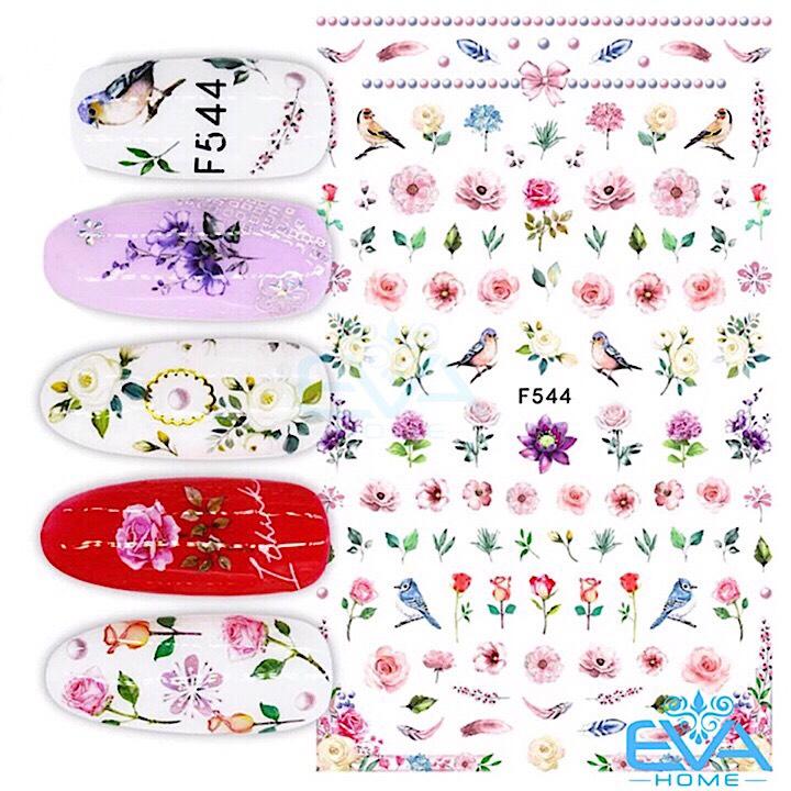 Miếng Dán Móng Tay 3D Nail Sticker Tráng Trí Hoạ Tiết Bông Hoa F544